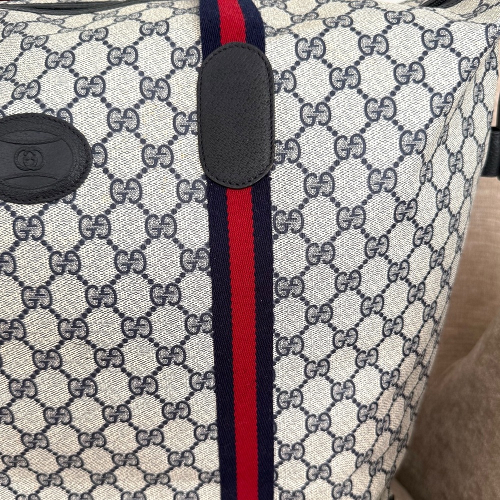 Gucci authentic XL tote bag travel bag weekender grey navy monogram canvas - Picture 15 of 15